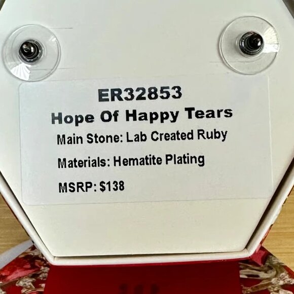 Bomb Party July 2025 Birthday Ruby on Hematite Earrings- Hope Of Happy Tears - Picture 3 of 3